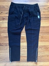 Pantalones cargo Fashion Nova para hombre con cremallera al tobillo - negros talla XL