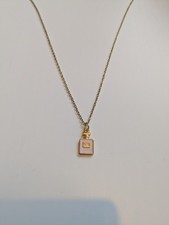 Botella de perfume rosa hecha a mano cadena de acero inoxidable colgante collar femenino caprichoso