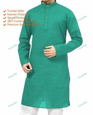 Ropa india sólida camisa de moda para hombre vestido indio corto de algodón K...