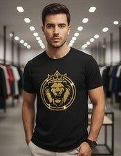 Moda Hombre Camiseta Estampada Informal Milán Italiana en Brillo Lujo Logo Leones