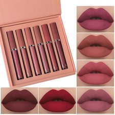 Juego de 6 lápices labiales mate impermeables maquillaje de larga duración belleza cosméticos.