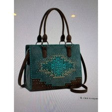 Bolso de Mano/Bolso Bandolera Montana West Tooled Azteca Oculto Turquesa Nuevo con Etiquetas
