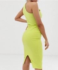 Mini Vestido Bodycon Un Hombro S Moda Nova Para Mujer Verde Informal