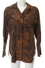 Vestido de gasa Topshop mujer estampado animal marrón negro talla 36 nuevo