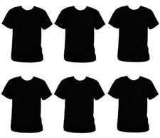 PACK DE 6 CAMISETAS HOMBRE NEGRAS CUELLO REDONDO 100% ALGODÓN ADULTO VERANO MODA S-XXL