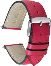 Reloj de cuero 18 mm correa acero inoxidable cierre de despliegue liberación rápida rojo 23230