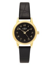 Reloj analógico Limit 26 mm para mujer redondo dorado con correa negra