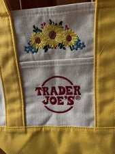 Bolso de Mano SUN FLOWER Trader Joes Mini de Lona Amarillo Adornado + TU NOMBRE