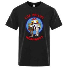 Camiseta LOS POLLOS Hermanos Divertida Estampada Hombre Moda Informal Mangas Cortas.