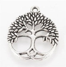 5 DIJES ÁRBOL DE LA VIDA COLGANTES PLATA TIBETANA BRILLANTE GRANDE 26mm CALIDAD SUPERIOR C44