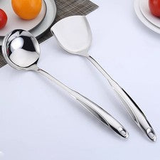 Juego de cucharas y espátulas de utensilios de cocina de acero inoxidable 36,5 cm y 35 cm