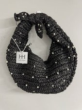 Nuevo con etiquetas Bolso Hobo Haute Hippie con Cuentas Negro con Acentos de Perla Bolso de Mano para Mujer