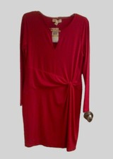 Vestido para mujer Michael Kors rojo medio elástico sofisticado diseñador nuevo con etiquetas $130