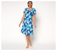 Isaac Mizrahi Live! Vestido para mujer talla L buceo crepé torcido delantero azul A684995