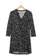 Vestido de verano mujer MANGO estampado floral negro talla M 38 cuello en V