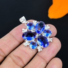Colgante de joyería de plata esterlina 925 hecho a mano con piedras preciosas...