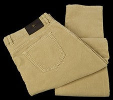 Pantalón PT TORINO Tostado JAZZ 5 Bolsillos Algodón Delave Elástico Fino Pana de Ballena 40 Nuevo con Etiquetas