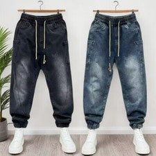 Moda Para hombres Pantalones Harén Denim Cordón Sueltos Jeans Informales Retro Pantalones de Motociclista