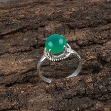 Anillo de plata de ley 925 con piedras preciosas de ónix verde hecho a mano joyería anillo regalo