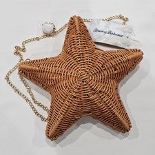 NUEVO CON ETIQUETAS Tommy Bahama Estrella de Mar Novedad Tejido Mimbre Ratán Bandolera Playa Cartera
