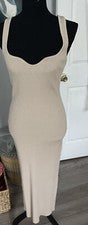 Vestido ceñido al cuerpo tejido sin mangas para mujer - Hueso talla L
