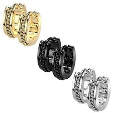 1 Par Joyería Pendientes Rocker Plegable Criollo Huggie Bisagra con Incrustación de Cadena