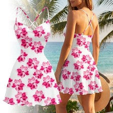 Mini Vestido Para Mujer Informal Estampado Floral Entrecruzado Correas Delgadas Vestido de Moda