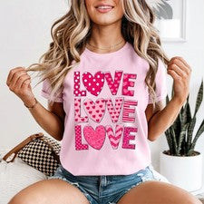 Camiseta para mujer Love Hearts patrón regalo de San Valentín