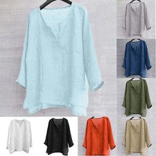 Informal Prendas para el torso Camiseta Caftán Para Hombres Lino Algodón Moda Blusa Suelta Camisas
