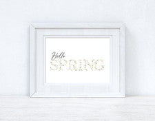 Hola Primavera Paisaje Letras Florales Primavera Temporada Pared Decoración Hogar Impresión