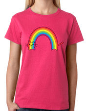 Camiseta Cat Rainbow Camiseta ajustada para mujer Top de moda
