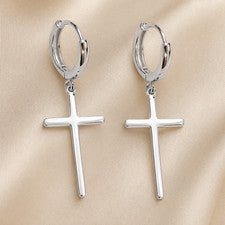 Pendientes Colgante Cruz Plata de Ley Pendientes Hipoalergénicos PENDIENTES Unisex
