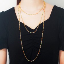 Suéter Disfraz Cadena Larga Collar Joyería Oro 585 Multicolor Redondo Circonita cúbica para Mujer