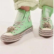 Zapatillas altas Nan Ku Free People Cruise tachonadas primavera verde menta 40 EE. UU. 10