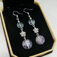 Pendientes Fluorita Mujer Piedra Natural 925 Plata Gancho Bailysbeads®