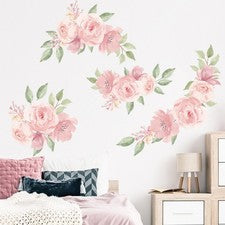 Pegatina de pared rosa flor sala hogar fondo hágalo usted mismo calcomanía decoración