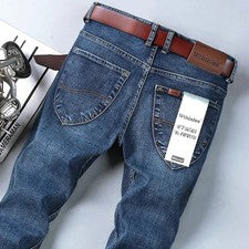 Pantalones de mezclilla rectos clásicos informales de moda de alta calidad para hombre