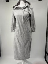 Vestido con capucha gris manga larga Yes Fashion para mujer talla pequeña-NUEVO