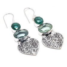 Aqua Apatite piedras preciosas hechas a mano 925 plata esterlina joyería...