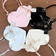 Bolso de hombro japonés para mujer Lolita Harajuku corazón transparente itabag