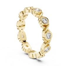 VVS1 redondo 11 piezas anillo de diamantes de oro de 14K sobre anillo de eter...