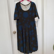 Vestido para mujer LuLaRoe Nicole calce y acampanado verde azul diseño circular talla 3XL NUEVO CON ETIQUETAS