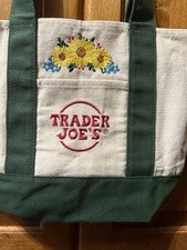 Bolso de Mano SUN FLOWER Trader Joes Mini Lona Verde Adornado + TU NOMBRE