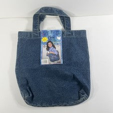 "Bolso de Mano Denim Metálico 13"" Auténtico Bolso de Mano de Algodón Denim Azul Lavado a la Piedra Nuevo con Etiquetas"