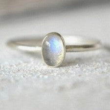 Anillo de boda de plata de ley 925 con piedras preciosas de luna naturales regalo para ella A-1007