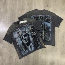 Camiseta de Moda Estilo Callejero Americano Blanco Gráfico Transpirable Manga Corta
