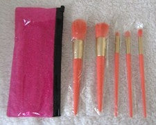 Juego de brochas de maquillaje 5 piezas melocotón incluye bolsa de cosméticos rosa nuevo