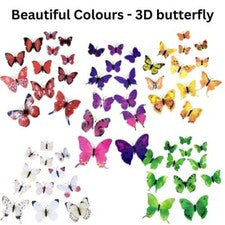 12 x Pegatinas de Pared Mariposa 3D Decoración del Hogar Decoración de Habitación Pegatina Dormitorio Regalo