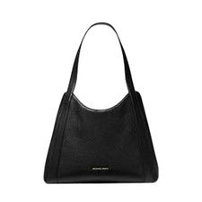 Bolso de Hombro MICHAEL KORS Negro "Romero" Grande Cuero Guijarro, Herrajes Dorados