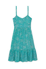 PEP - Vestido midi estampado sin mangas para mujer - Grande - Verde turquesa